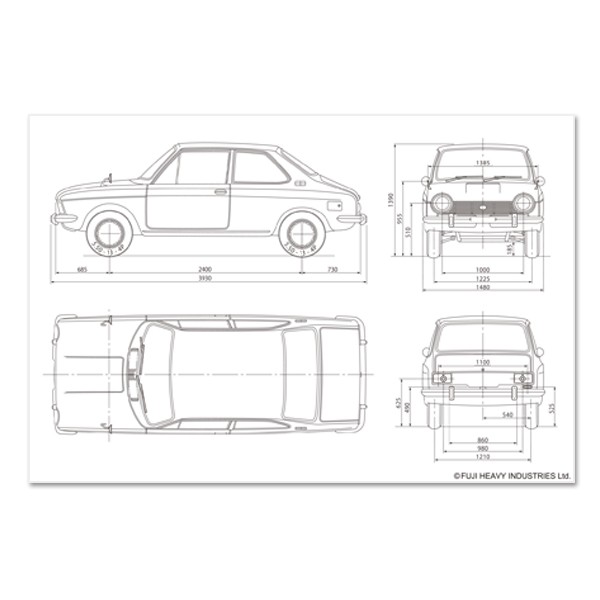 Subaru Почтовая открытка с контурным рисунком автомобиля SUBARU (Коллекция знаменитых автомобилей ver.1) FHSI15074000 - Фото 3