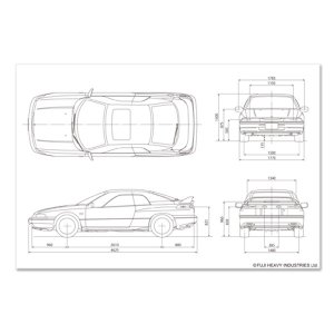 Subaru Почтовая открытка с контурным рисунком автомобиля SUBARU (Коллекция знаменитых автомобилей ver.1) FHSI15074000