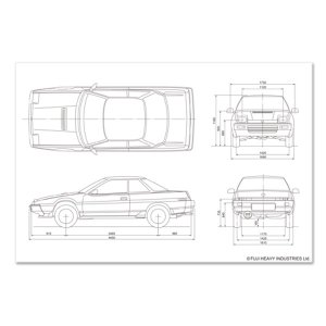 Subaru Почтовая открытка с контурным рисунком автомобиля SUBARU (Коллекция знаменитых автомобилей ver.1) FHSI15074000