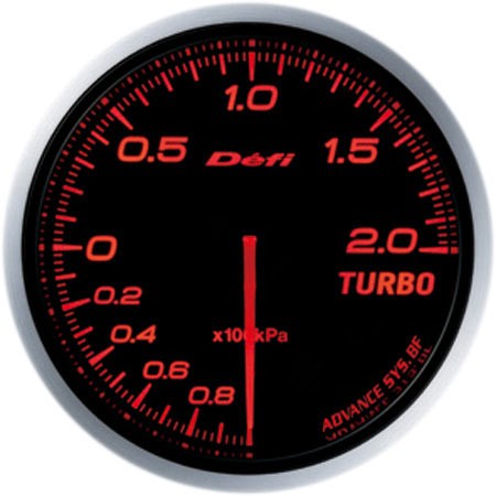 Defi-Link Meter ADVANCE BF Manómetro de turbo Max200kPa modelo (rango: -100kPa a +200kPa) Φ60 iluminación rojo ámbar OEM DF09902 — Foto 1