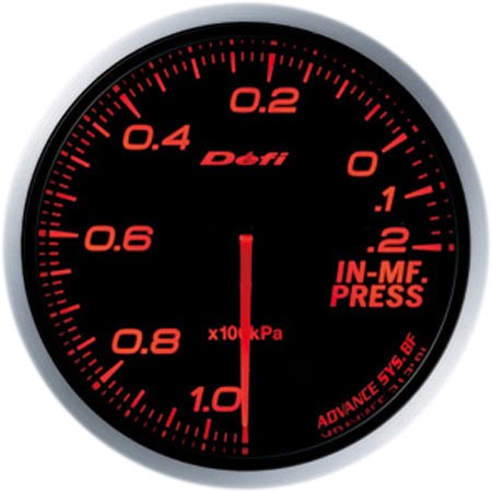 DEFI Defi-Link Meter ADVANCE BF（アドバンスビーエフ） インマニ計（表示範囲：-100kPa～+20kPa） Φ60 アンバーレッド DF10102 - 写真 1