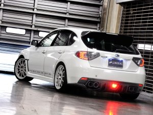LIBERAL Rear Diffuser (For early and later models) — Carbon (clear-coated) for Subaru Impreza WRX STI GRF — 2